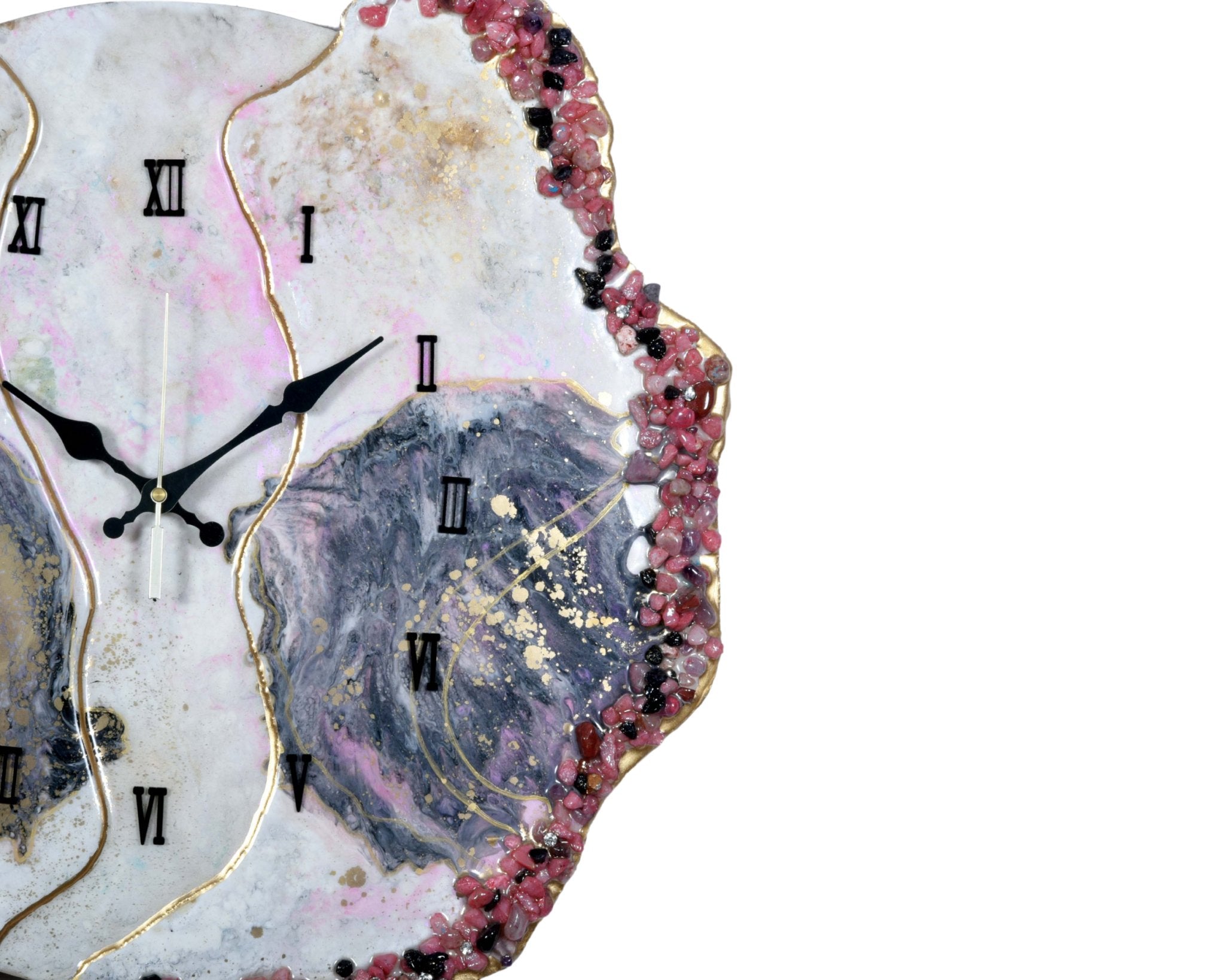 Modern Blue & Pink Geode Resin Wall Clock – Sleek Aesthetic Home Decor - Nestern