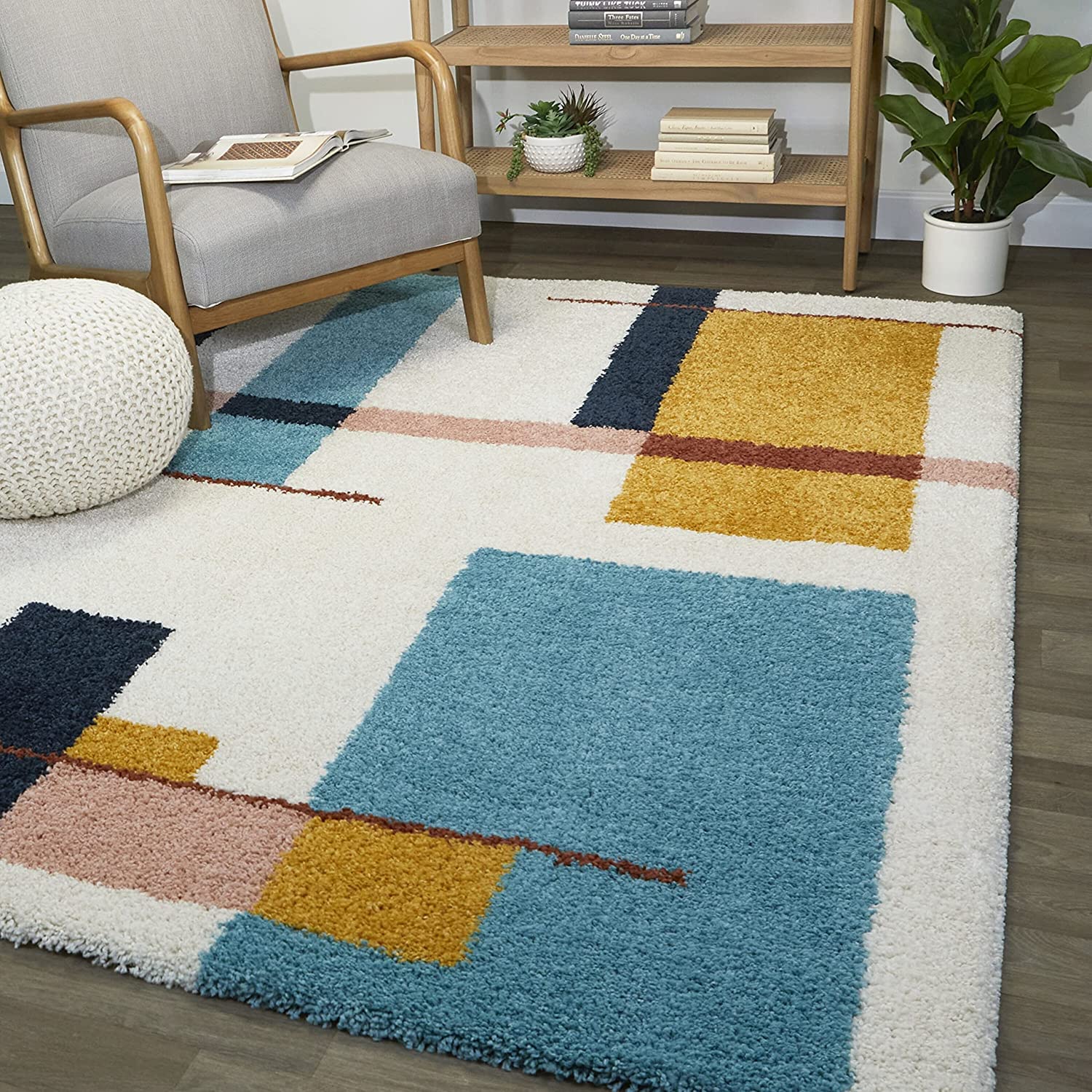Modern Geometric Plush Area Rug - Nestern