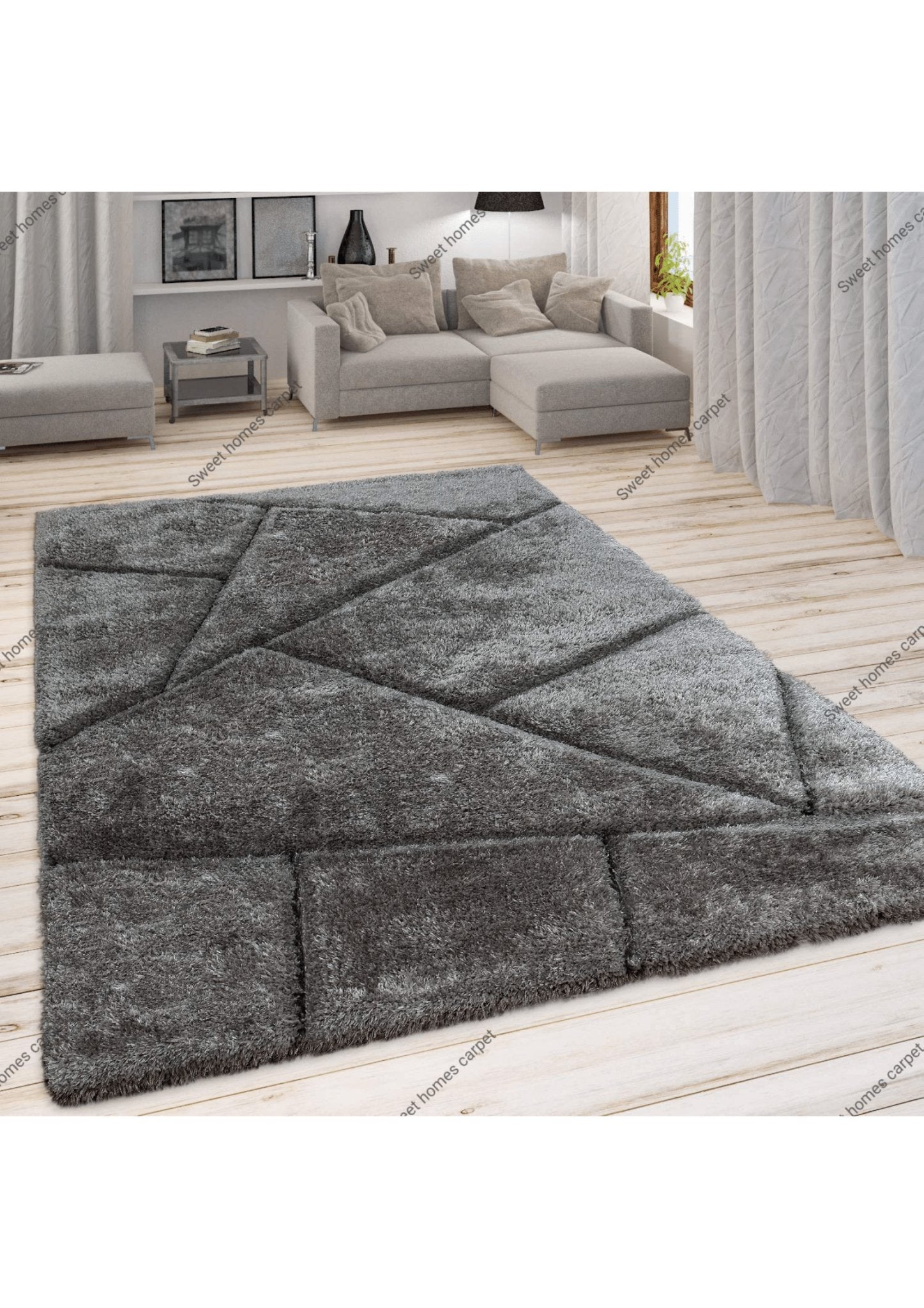 Modern Geometric Plush Carpet - Nestern
