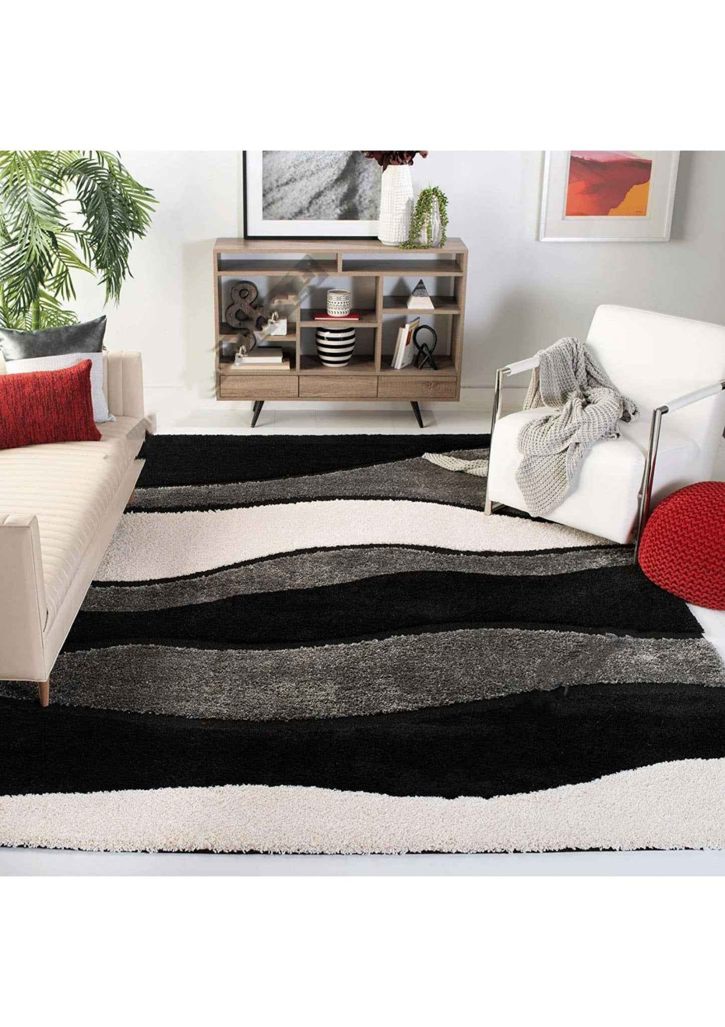 Monochrome Chic Geometric Rug - Nestern