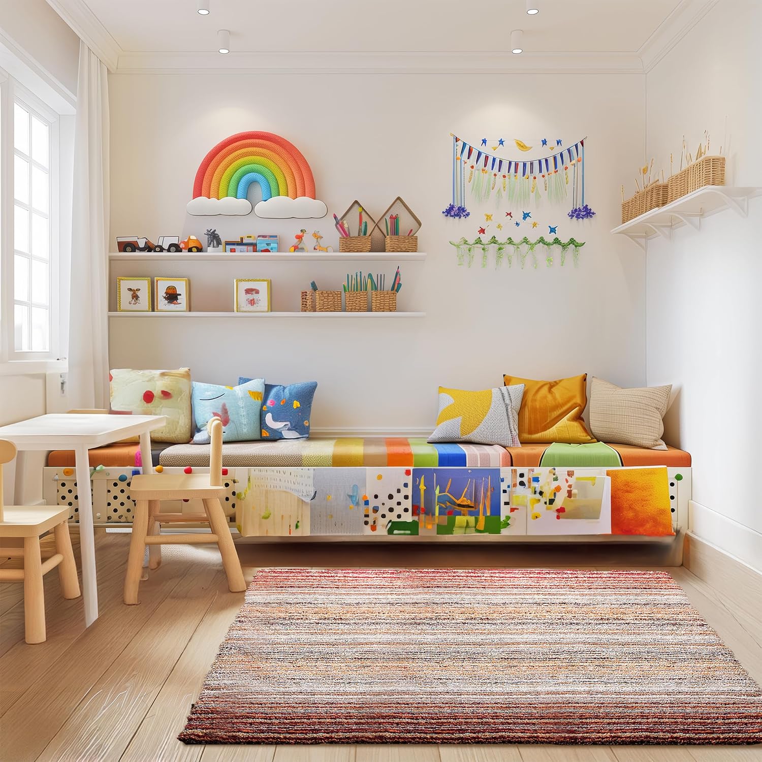 Multicolor Striped Area Rug - Nestern