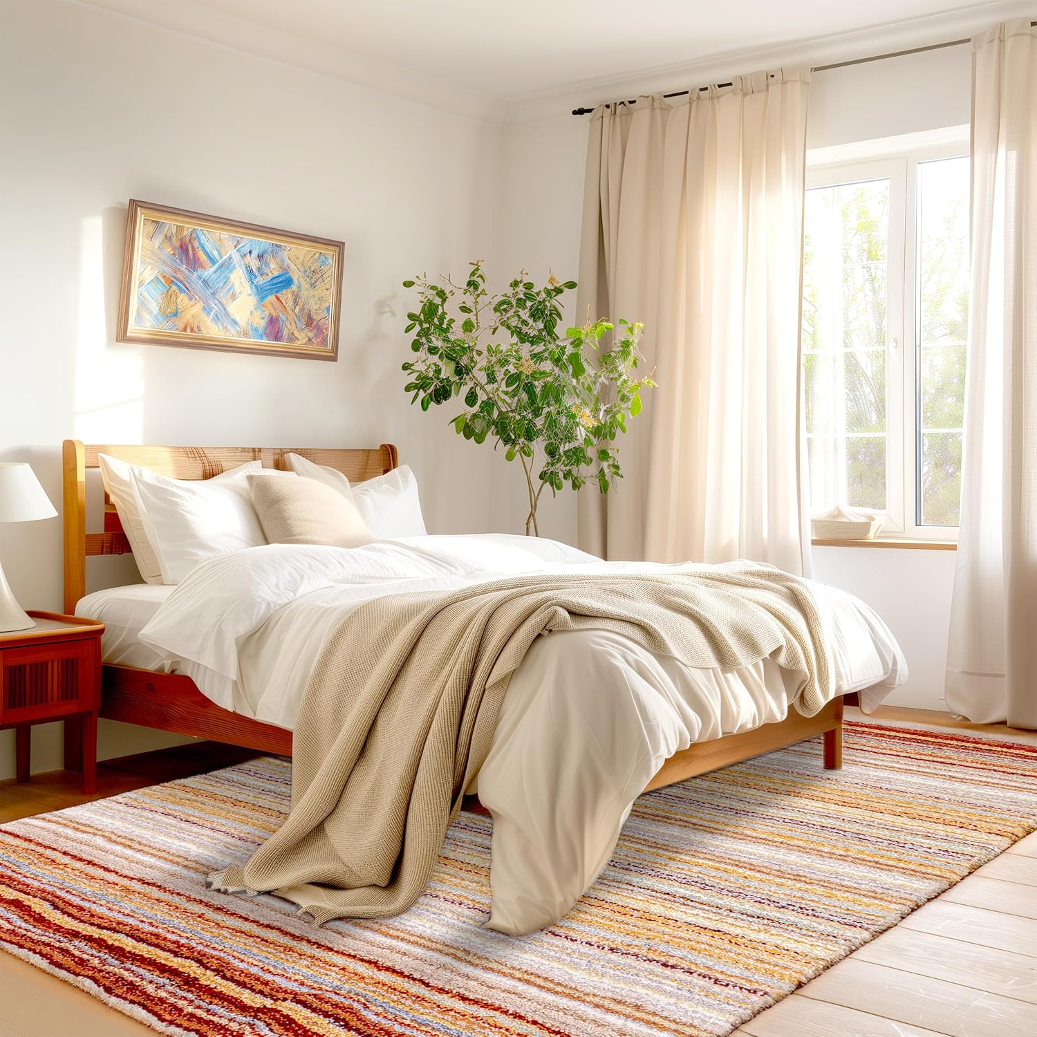 Multicolor Striped Area Rug - Nestern