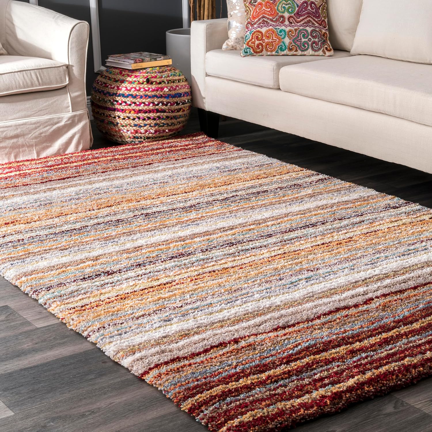 Multicolor Striped Area Rug - Nestern