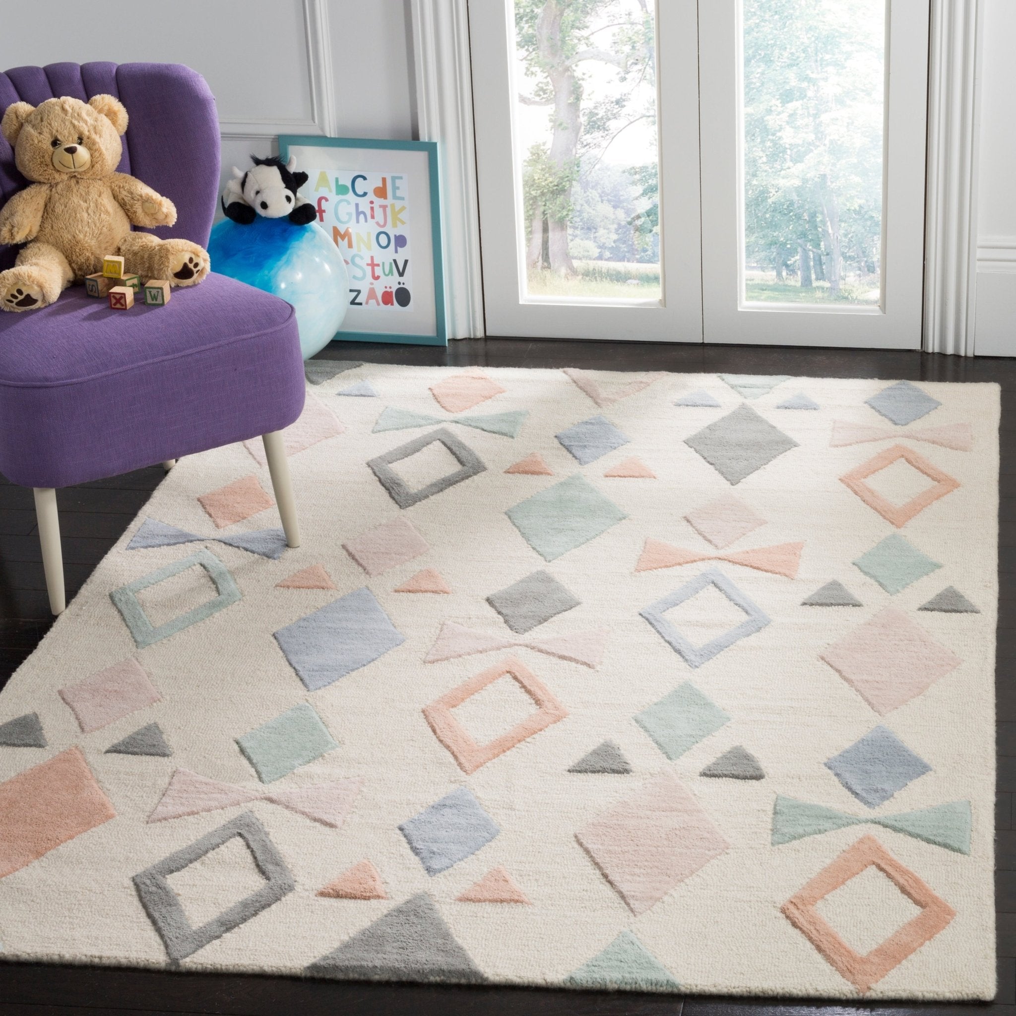 Pastel Geometric Elegance Plush Area Rug - Nestern