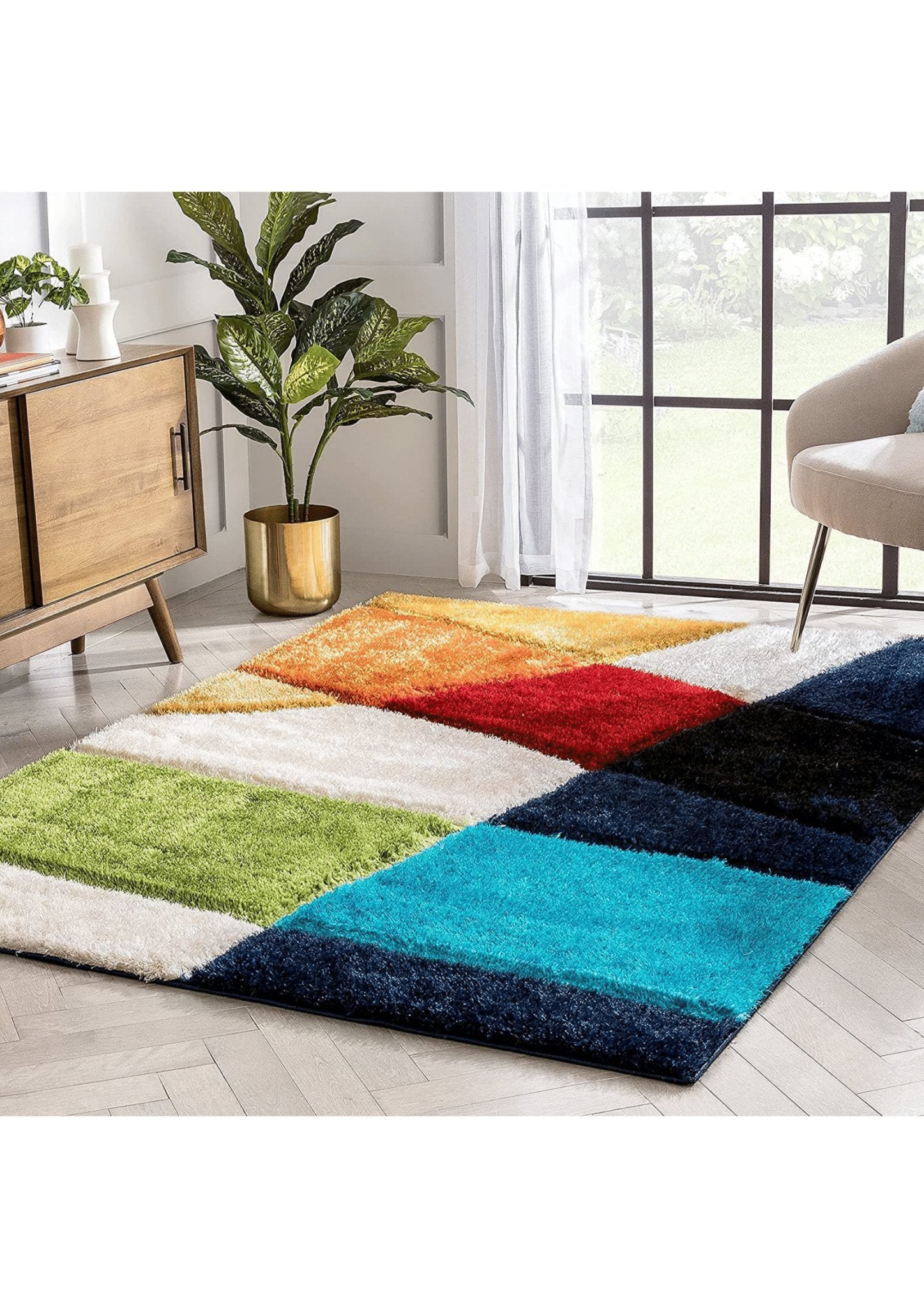 Patterned Vibrant Geometric Area Rug - Nestern
