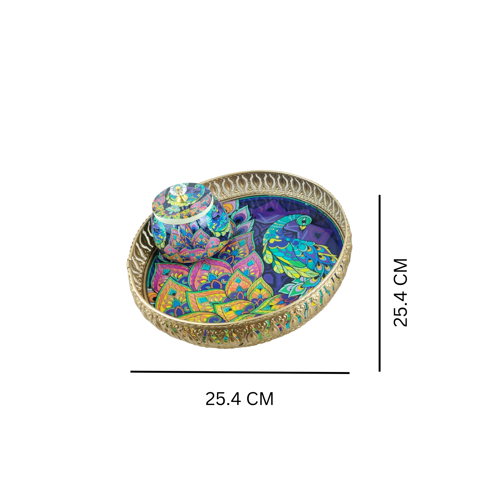 Luxury Peacock-Themed Decorative Serving Tray with Jar - Nestern