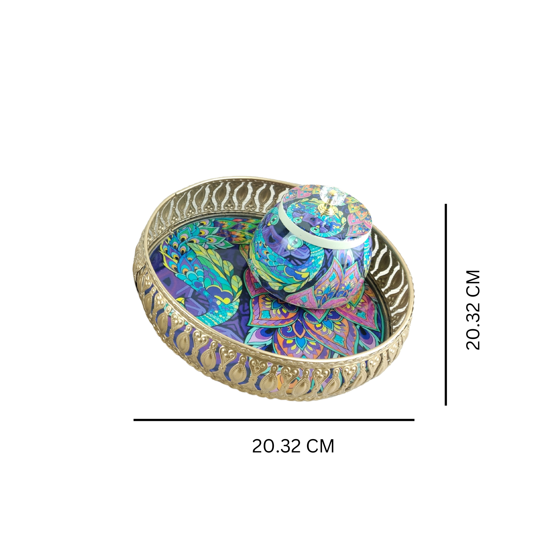 Luxury Peacock-Themed Decorative Serving Tray with Jar - Nestern