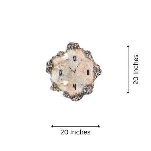 Pink Agate Marble Epoxy Wall Clock, Unique Handmade Modern Decor - Nestern