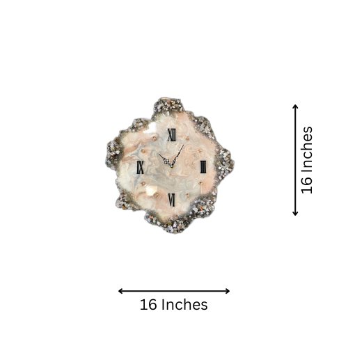 Pink Agate Marble Epoxy Wall Clock, Unique Handmade Modern Decor - Nestern