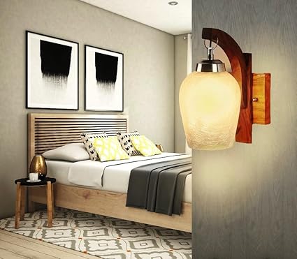 Rustic Wooden Bracket Wall Lamp - Nestern