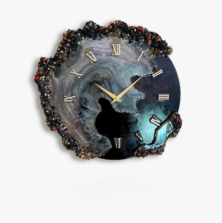 Seamless Design Resin Wall Clock, Purple & Maroon Agate with Fine Finish - Nestern