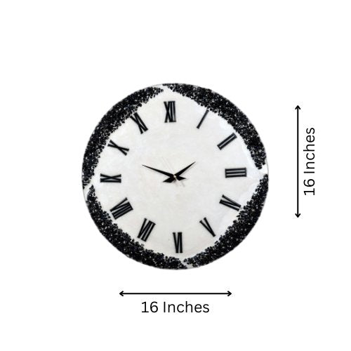 Stylish Wall Clock Sculpture – Durable Black Stones on White Background - Nestern