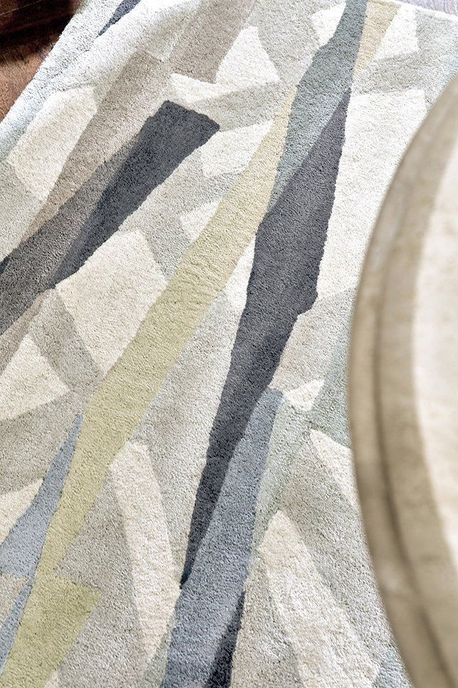 Switzerland Wool Collections Handcrafted Modern Abstract Area Rug - Available in Blue and Gray - Nestern
