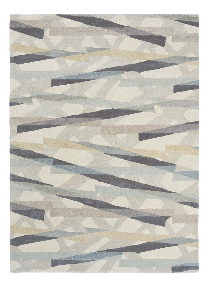 Switzerland Wool Collections Handcrafted Modern Abstract Area Rug - Available in Blue and Gray - Nestern