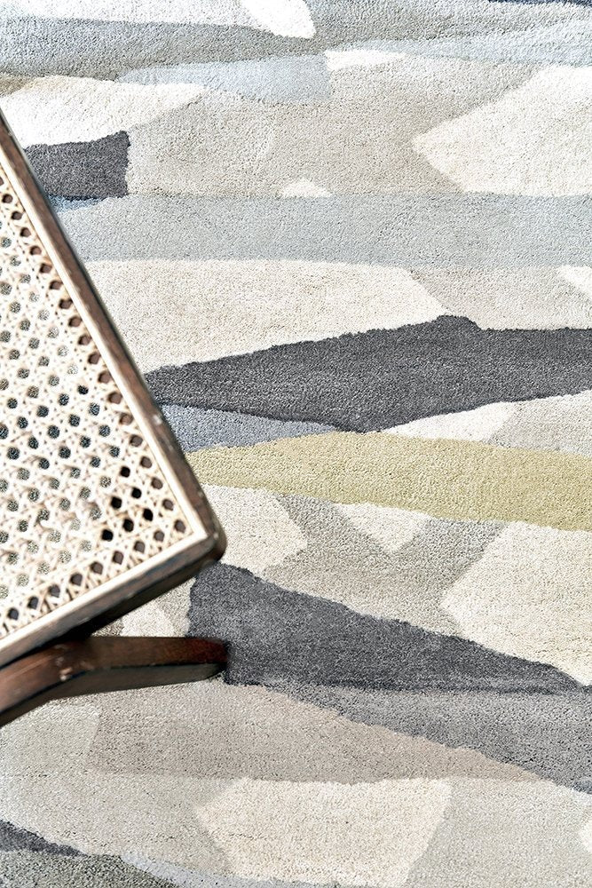 Switzerland Wool Collections Handcrafted Modern Abstract Area Rug - Available in Blue and Gray - Nestern