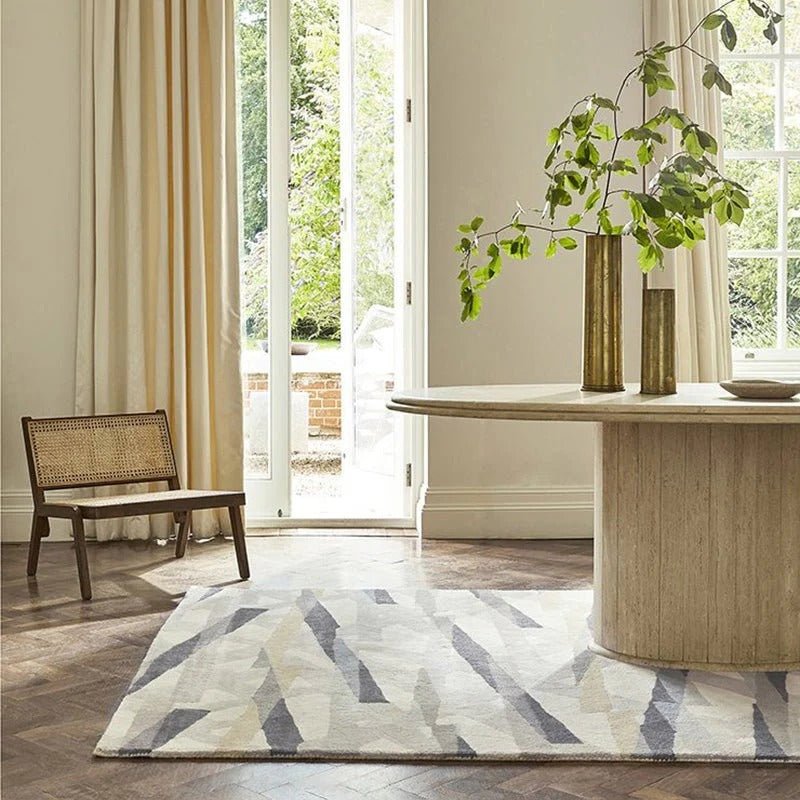 Switzerland Wool Collections Handcrafted Modern Abstract Area Rug - Available in Blue and Gray - Nestern