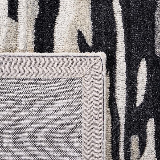 Switzerland Wool Collections Modern Abstract Area Rug, Ivory & Black, Handmade Mid-Century Wool Rug, Perfect for Living Room, Bedroom, High Traffic Areas - Nestern