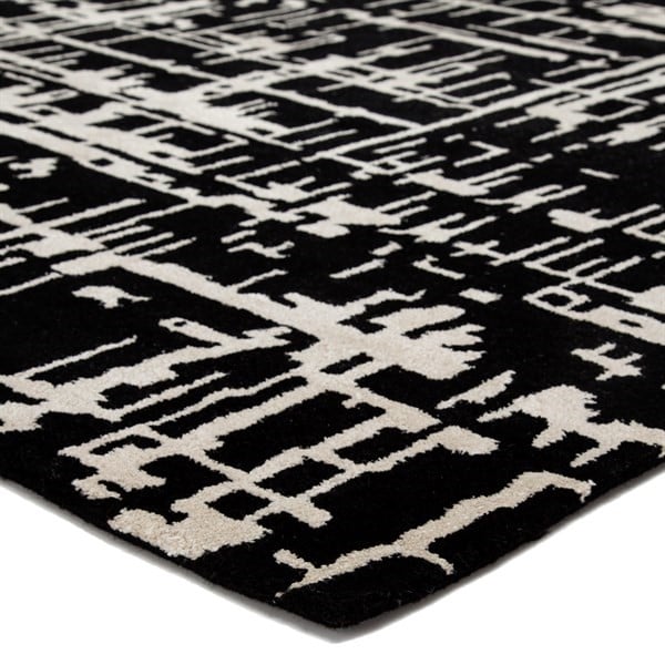 Switzerland Wool Collections Modern Black and White Abstract Area Rug - Custom Sizes Available - Nestern