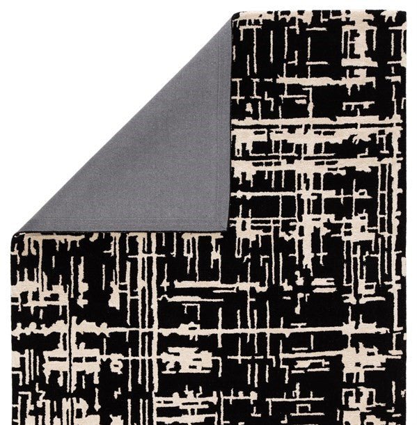 Switzerland Wool Collections Modern Black and White Abstract Area Rug - Custom Sizes Available - Nestern