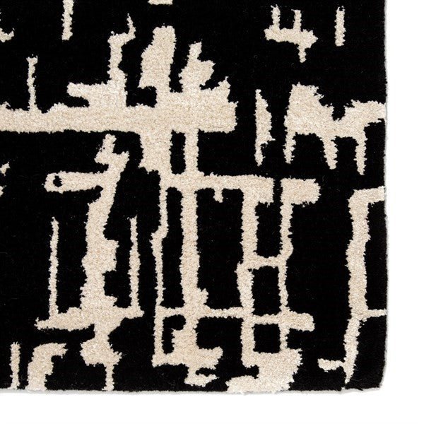 Switzerland Wool Collections Modern Black and White Abstract Area Rug - Custom Sizes Available - Nestern