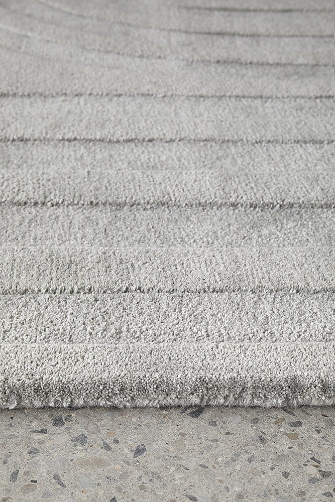 Switzerland Wool Collections Modern Geometric Embossed Area Rug - Available in White and Gray, Custom Sizes - Nestern