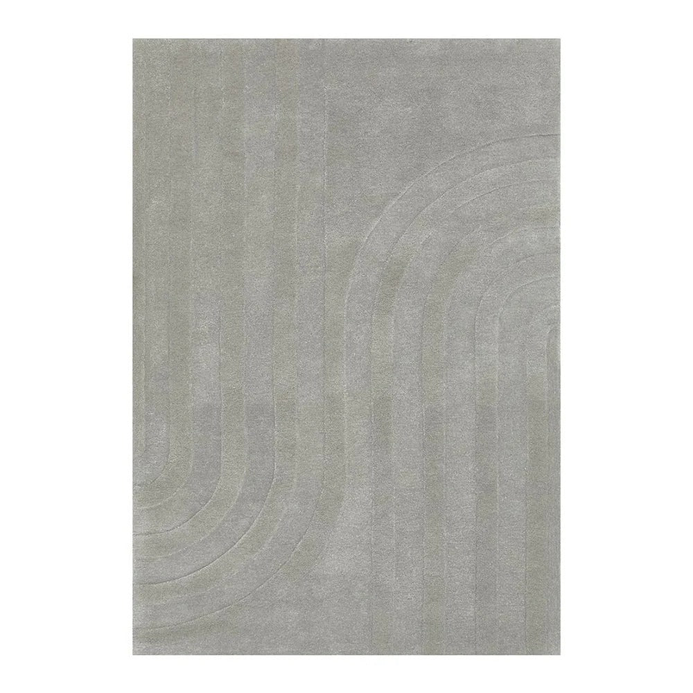 Switzerland Wool Collections Modern Geometric Embossed Area Rug - Available in White and Gray, Custom Sizes - Nestern