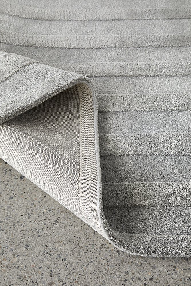 Switzerland Wool Collections Modern Geometric Embossed Area Rug - Available in White and Gray, Custom Sizes - Nestern