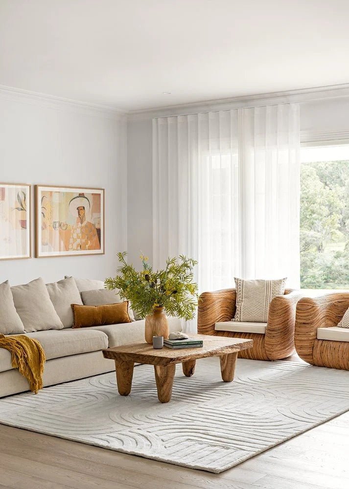 Switzerland Wool Collections Modern Geometric Embossed Area Rug - Available in White and Gray, Custom Sizes - Nestern