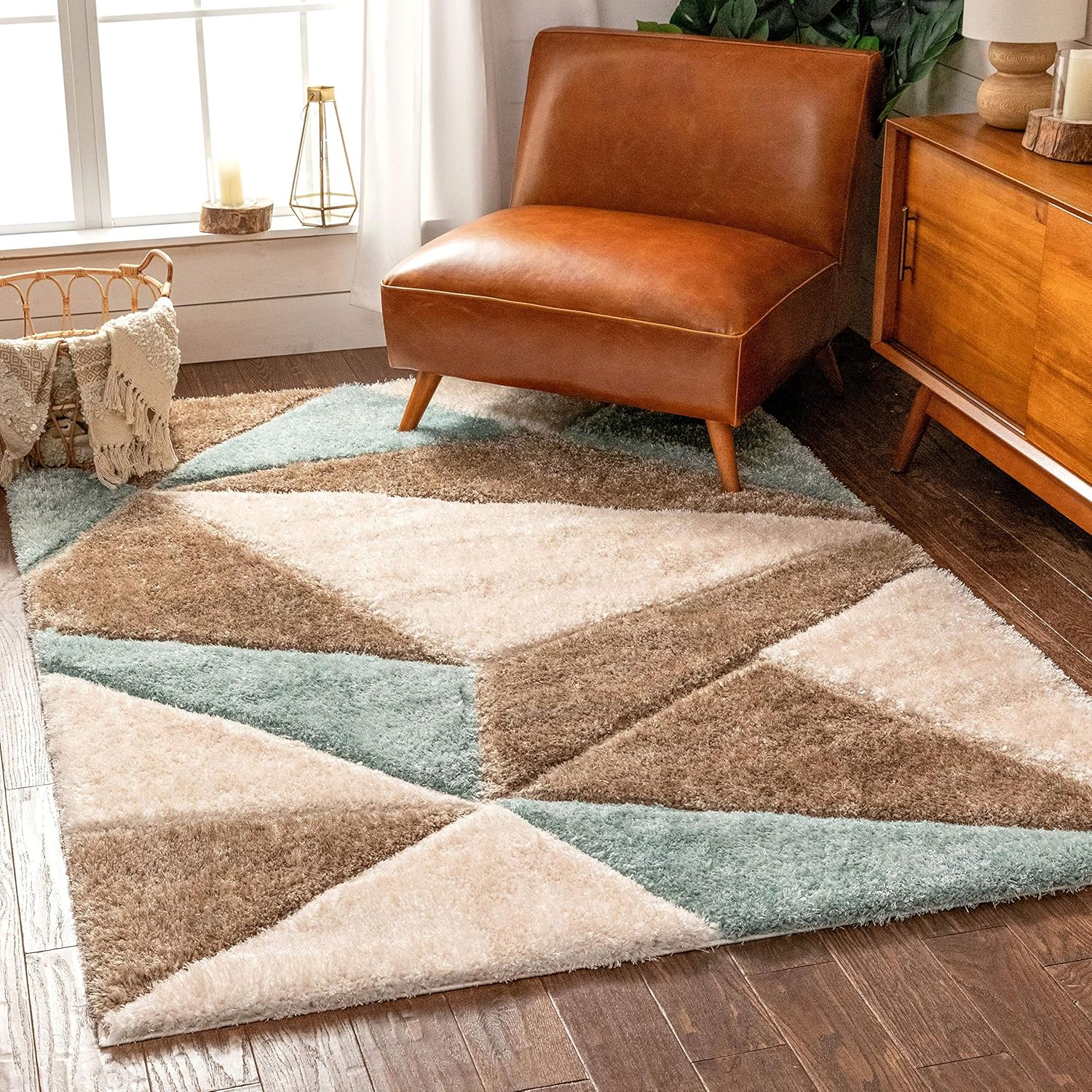 Tri-Tone Geometric Harmony Rug - Nestern