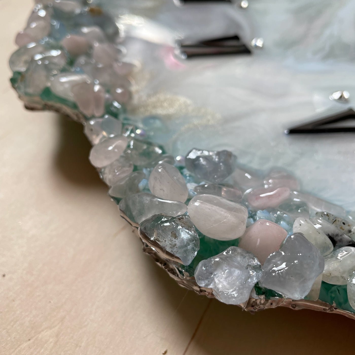 Unique Geode-Inspired Wall Clock with Crystal Accents and Unique Design - Nestern