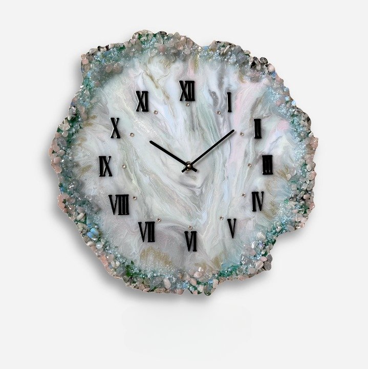 Unique Geode-Inspired Wall Clock with Crystal Accents and Unique Design - Nestern