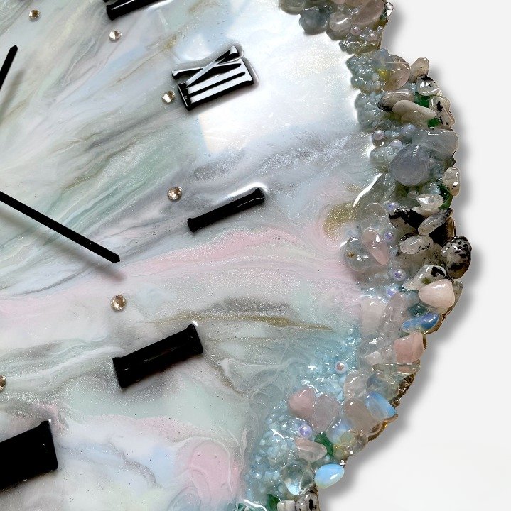 Unique Geode-Inspired Wall Clock with Crystal Accents and Unique Design - Nestern