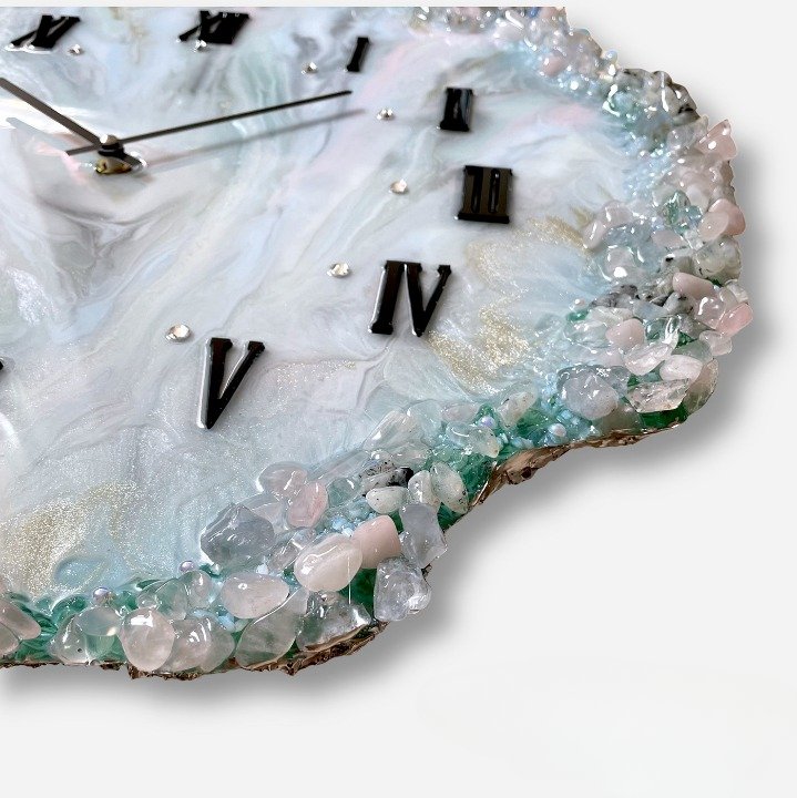 Unique Geode-Inspired Wall Clock with Crystal Accents and Unique Design - Nestern