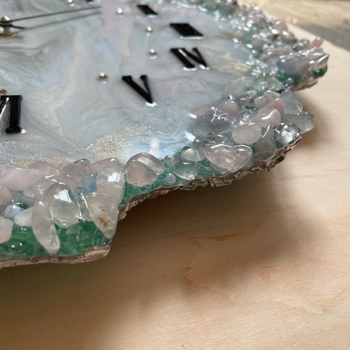 Unique Geode-Inspired Wall Clock with Crystal Accents and Unique Design - Nestern