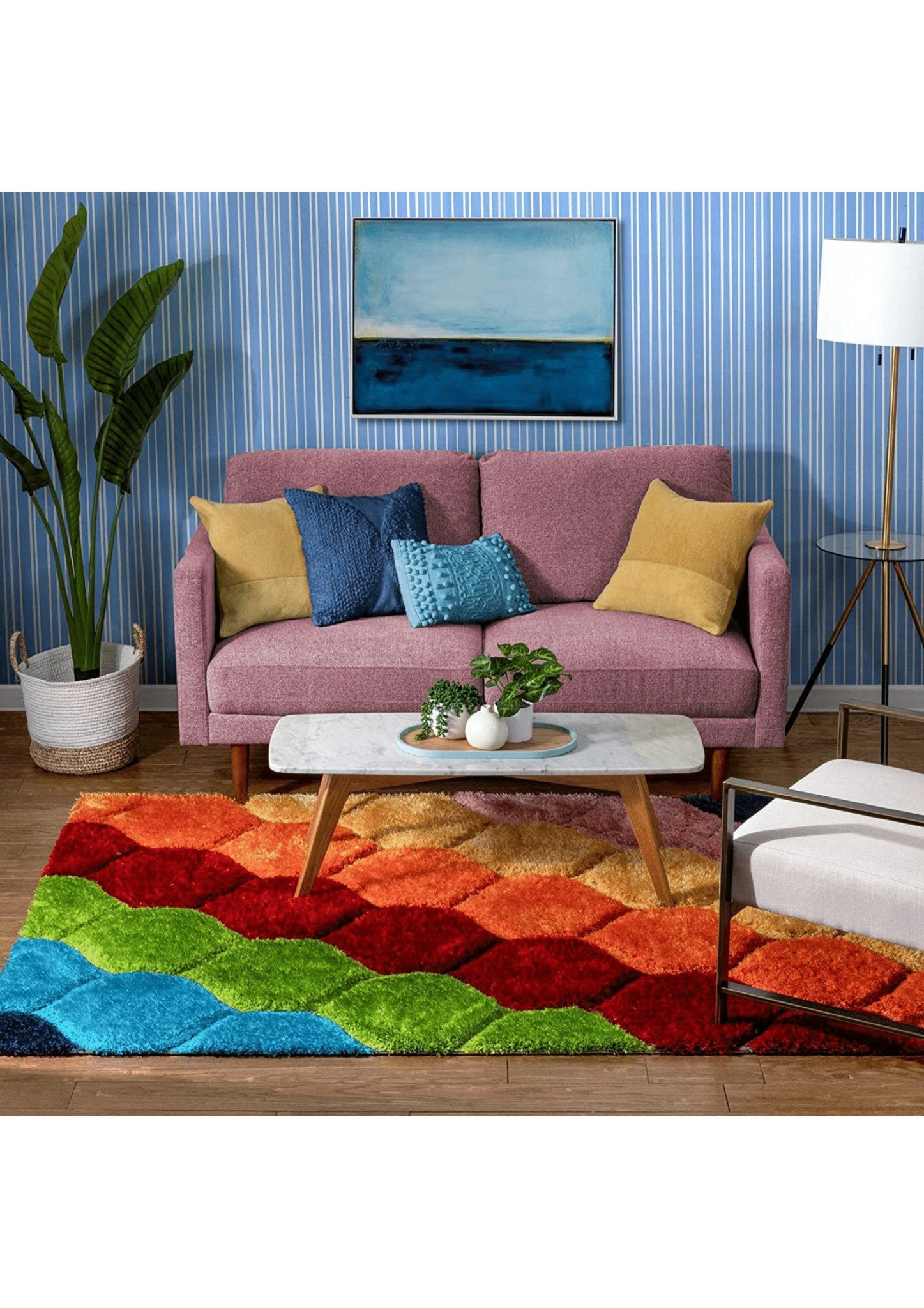 Vibrant Multicolor Geometric Rug - Nestern