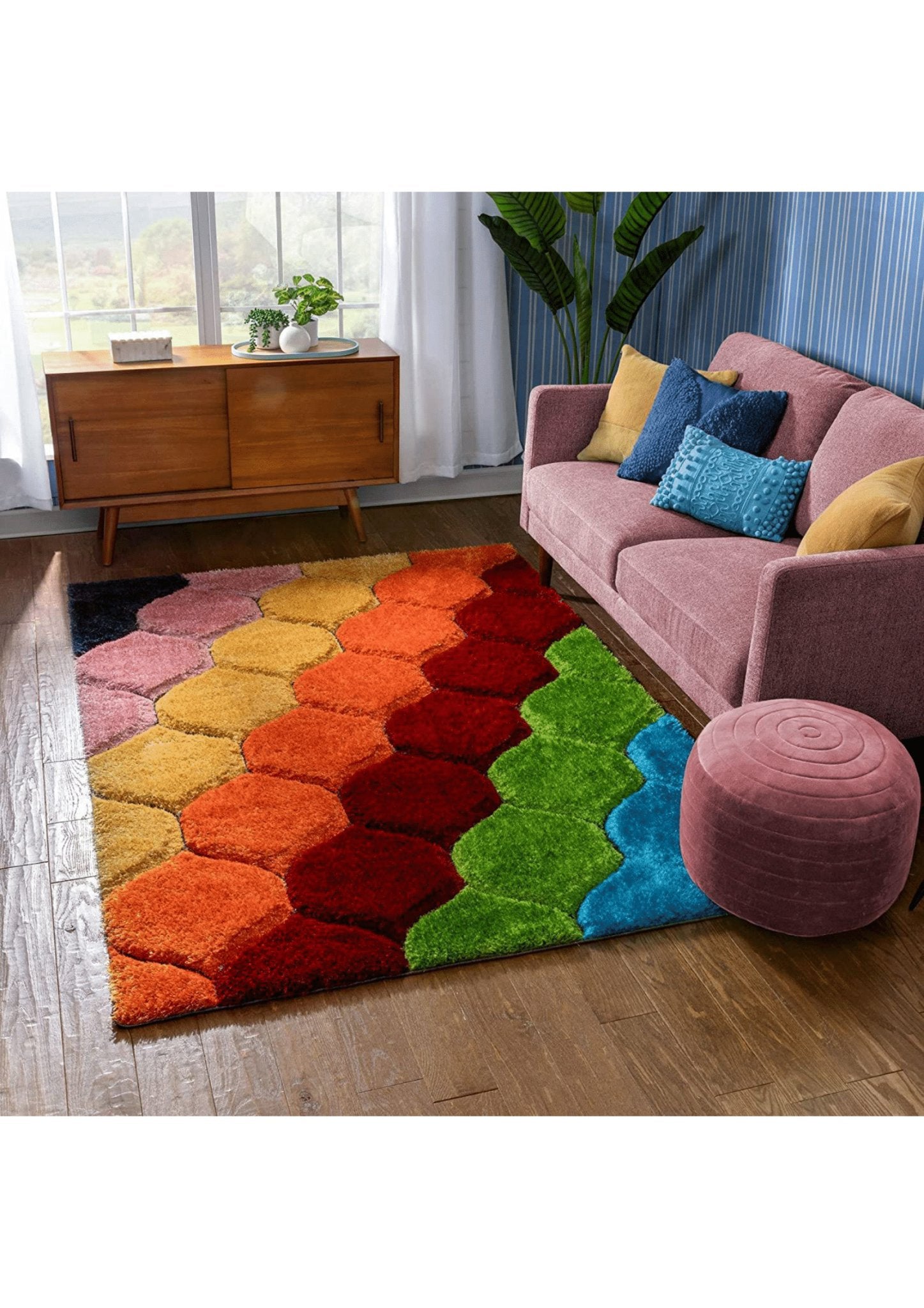 Vibrant Multicolor Geometric Rug - Nestern