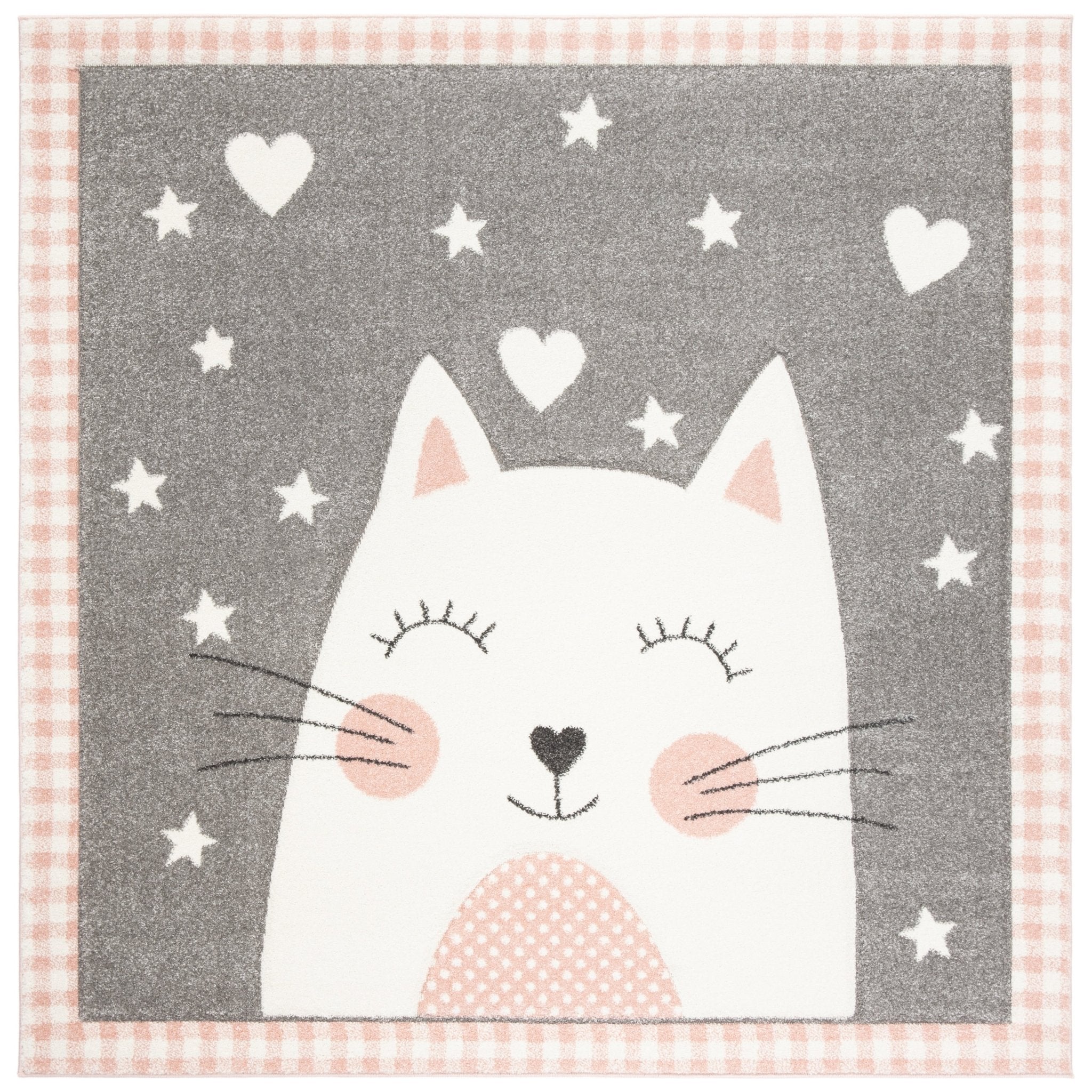 Whimsical Cat Face Plush Rug - Nestern