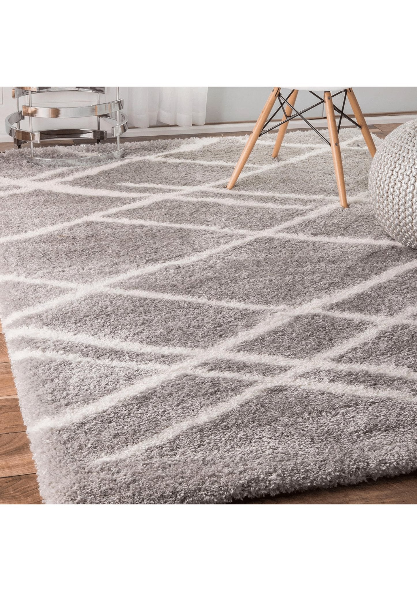 White and Gray Modern Geometric Rug - Nestern