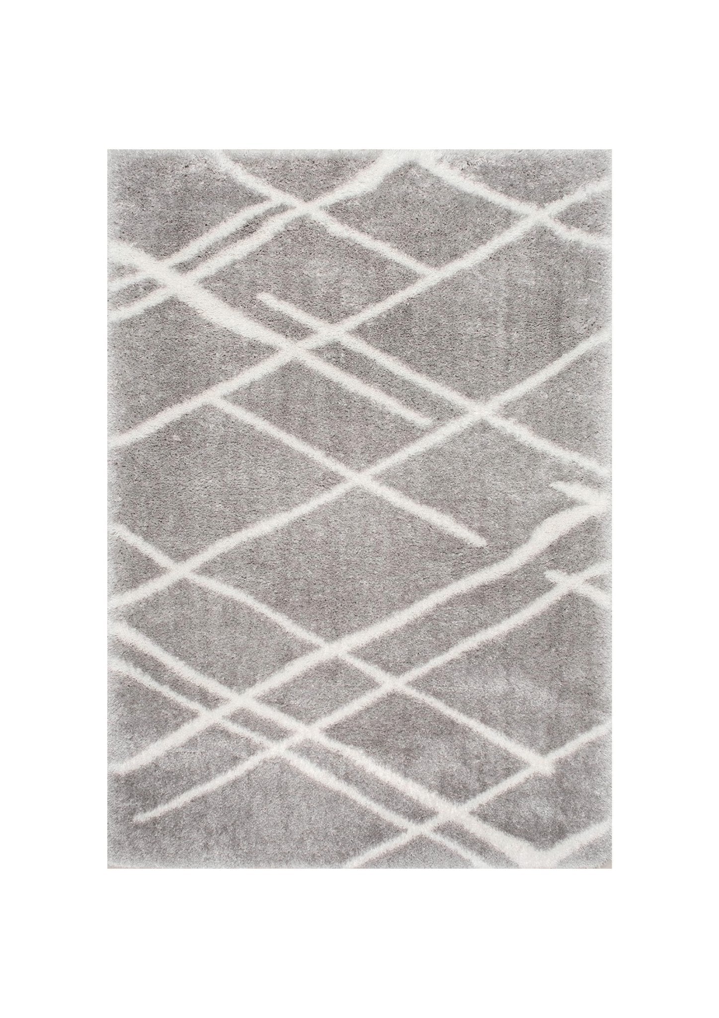 White and Gray Modern Geometric Rug - Nestern