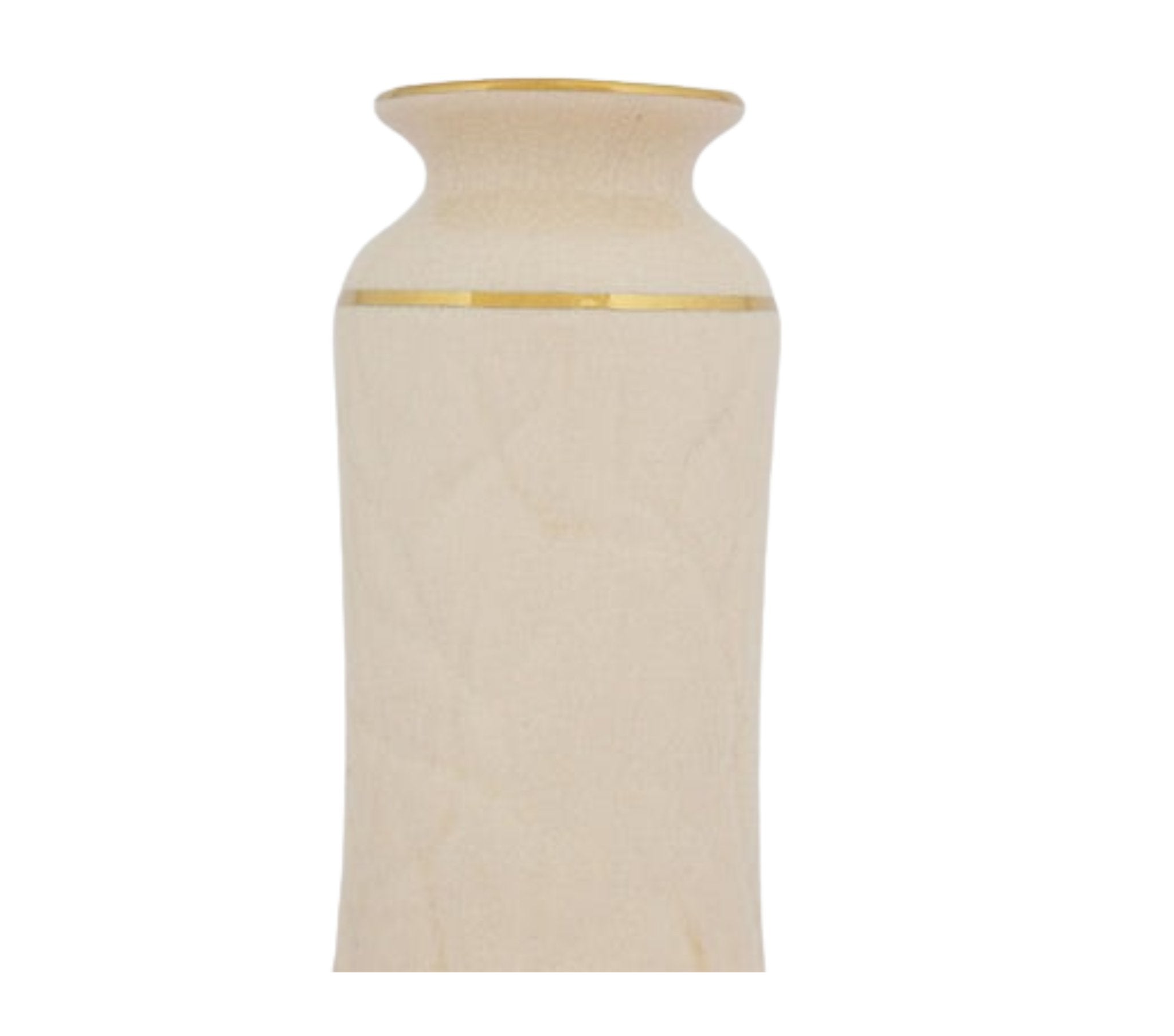 White Porcelain Vase With A Golden Ring Accent - Nestern