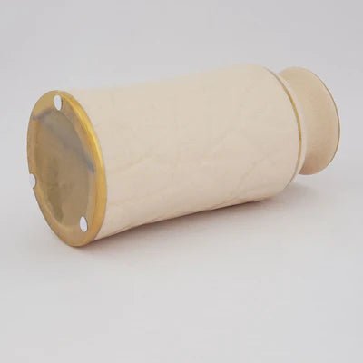 White Porcelain Vase With A Golden Ring Accent - Nestern