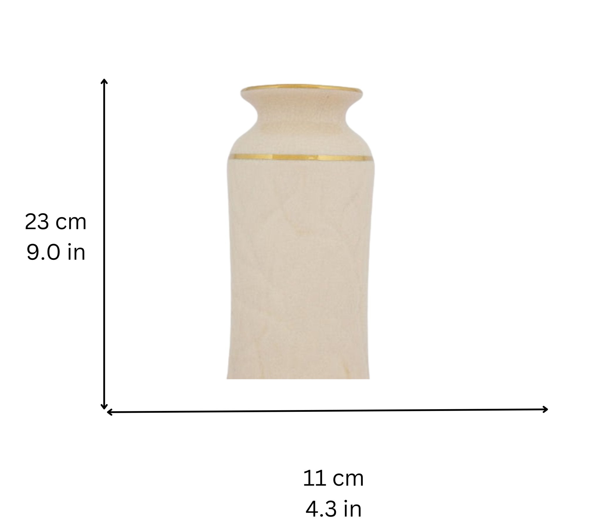 White Porcelain Vase With A Golden Ring Accent - Nestern