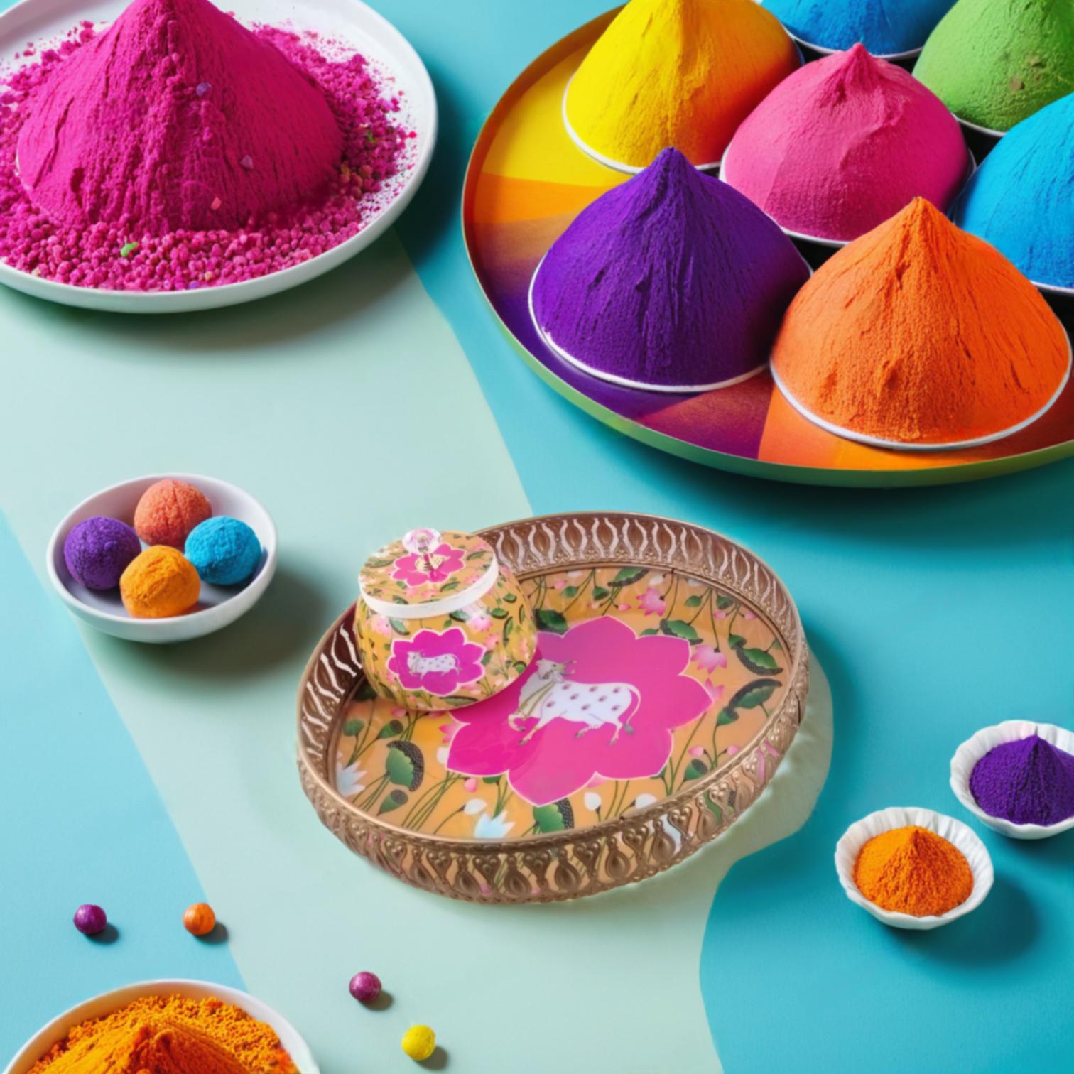 Vibrant Floral Cow-Themed Decorative Tray & Jar – A Fusion of Art & Culture - Nestern