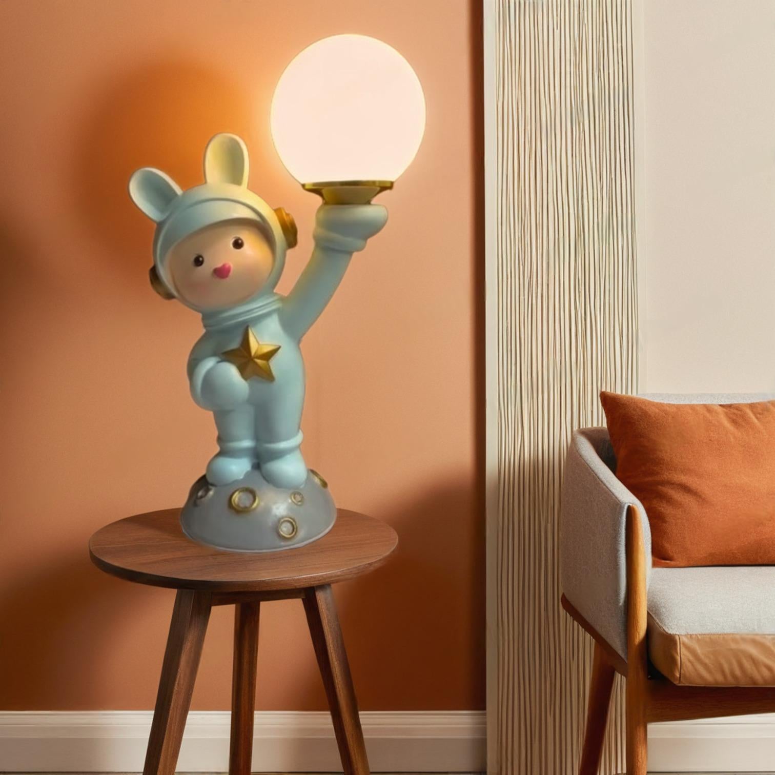Adorable Astronaut Bunny Table Lamp – Resin Space-Themed Night Light | Model 6118