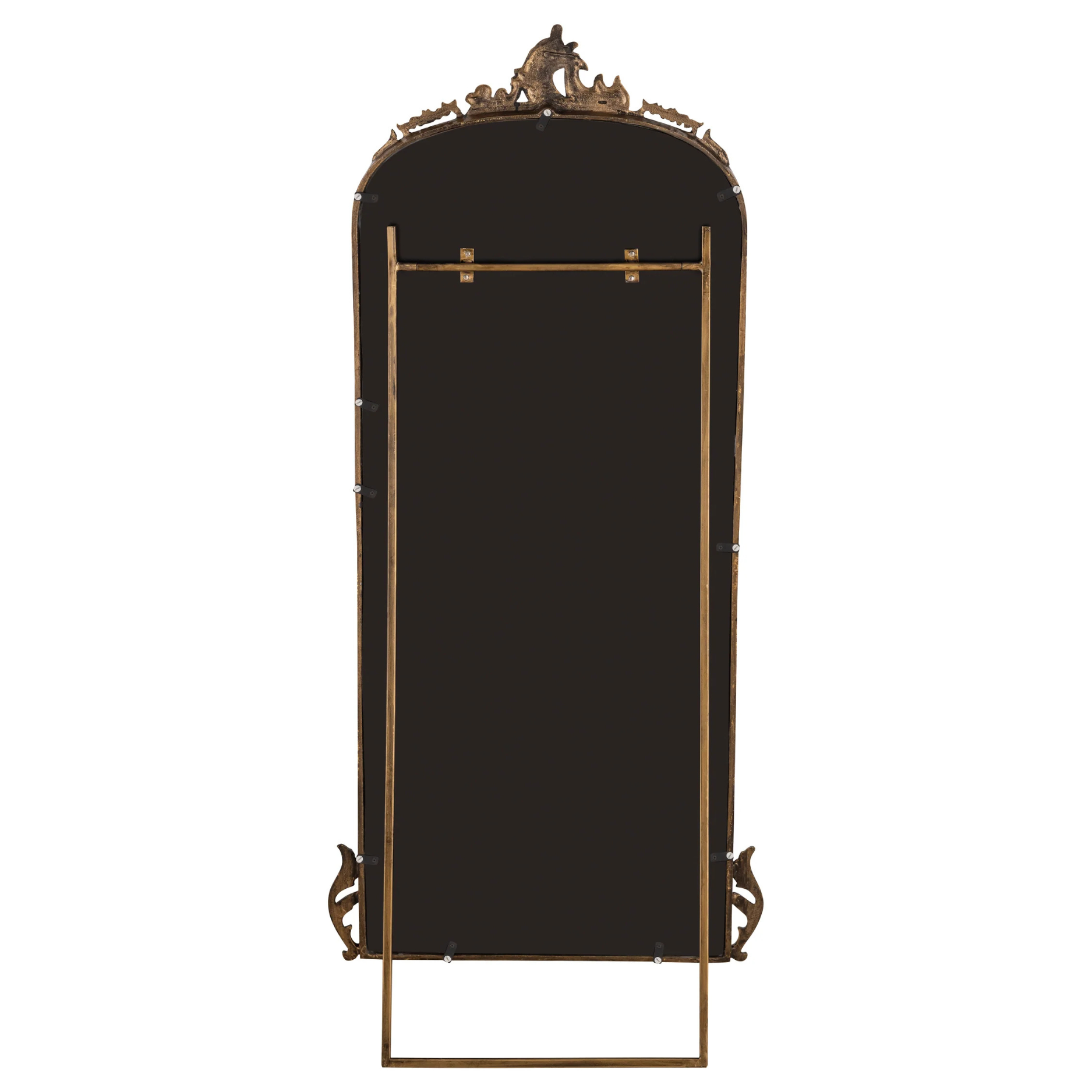 Vintage-Inspired Full-Length Standing Mirror with Ornate Arched Frame for Bedroom & Dressing Area