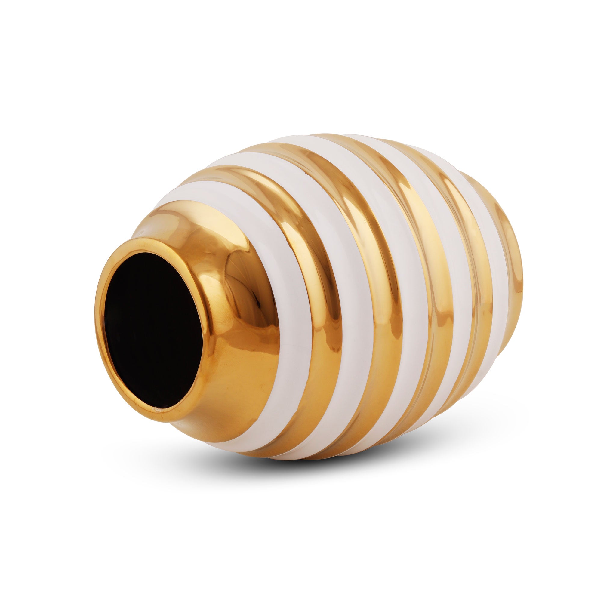 White Porcelain Vase With A Golden Ring Accent