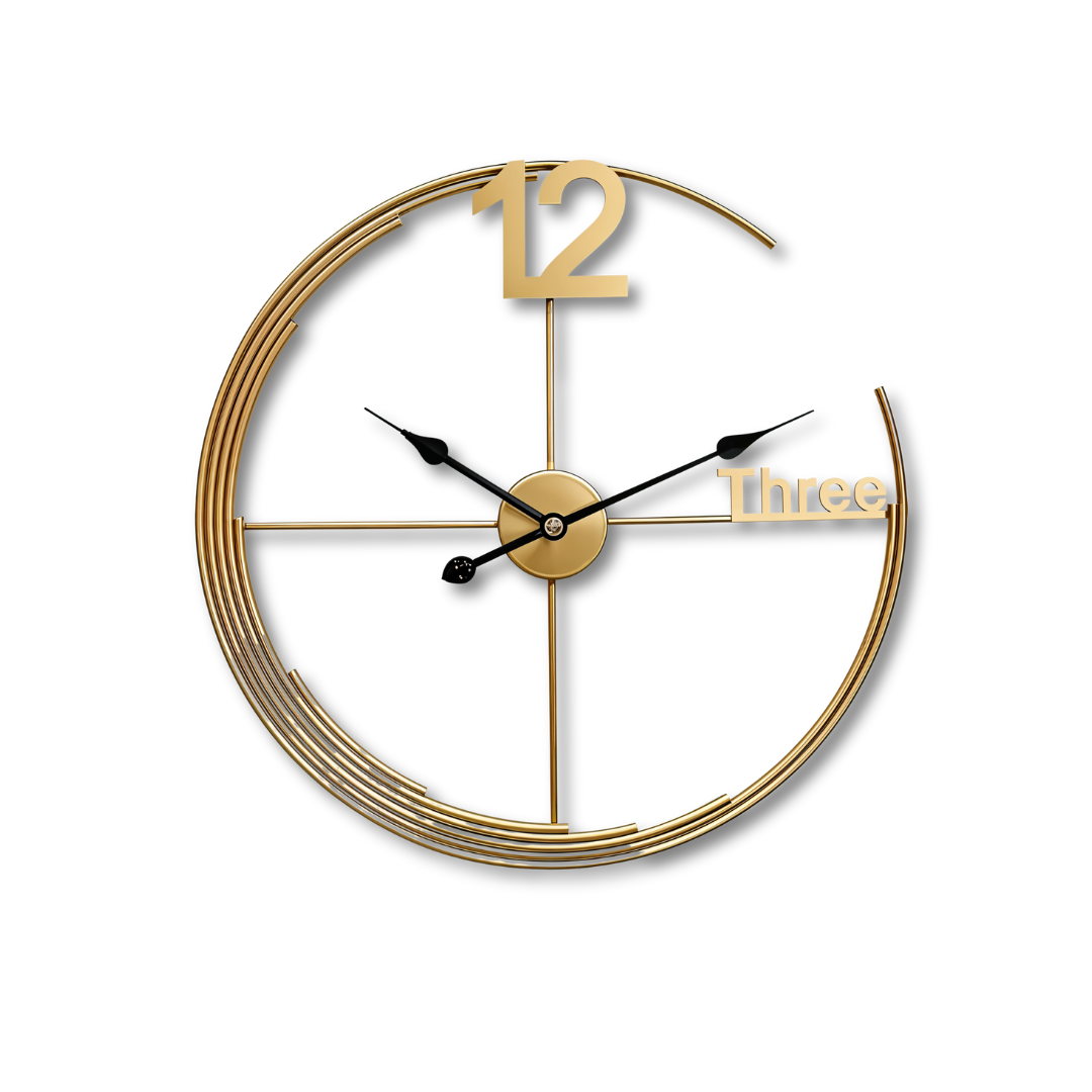 Gold Asymmetrical Metal Wall Clock – Modern Minimalist Design