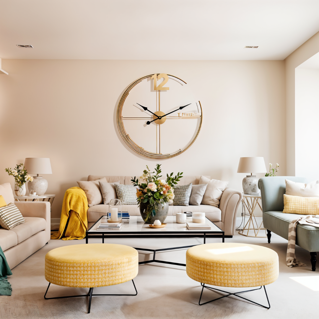 Gold Asymmetrical Metal Wall Clock – Modern Minimalist Design
