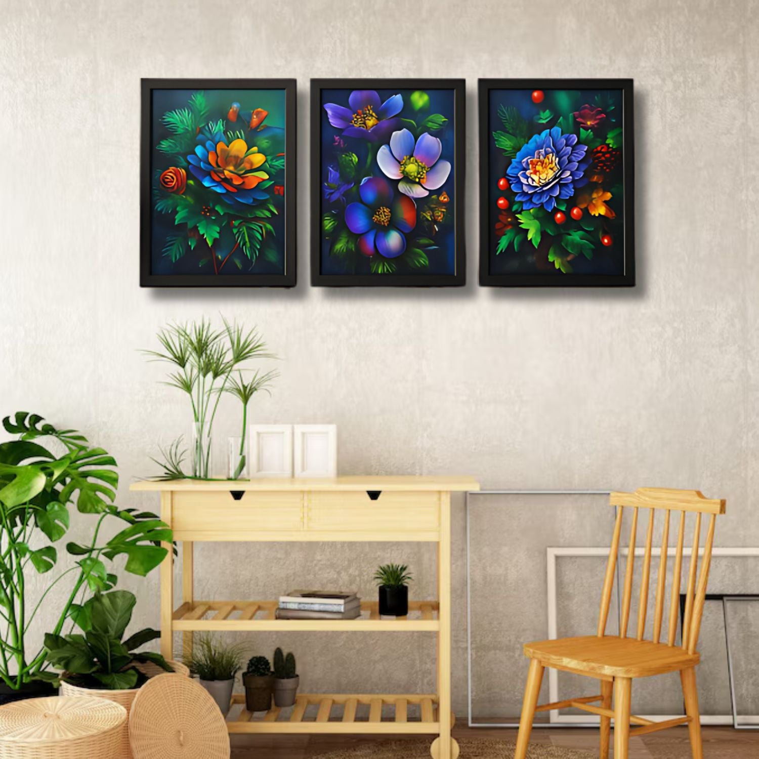 Vibrant Multicolor Floral Wall Art Set For Nature-Inspired Interiors