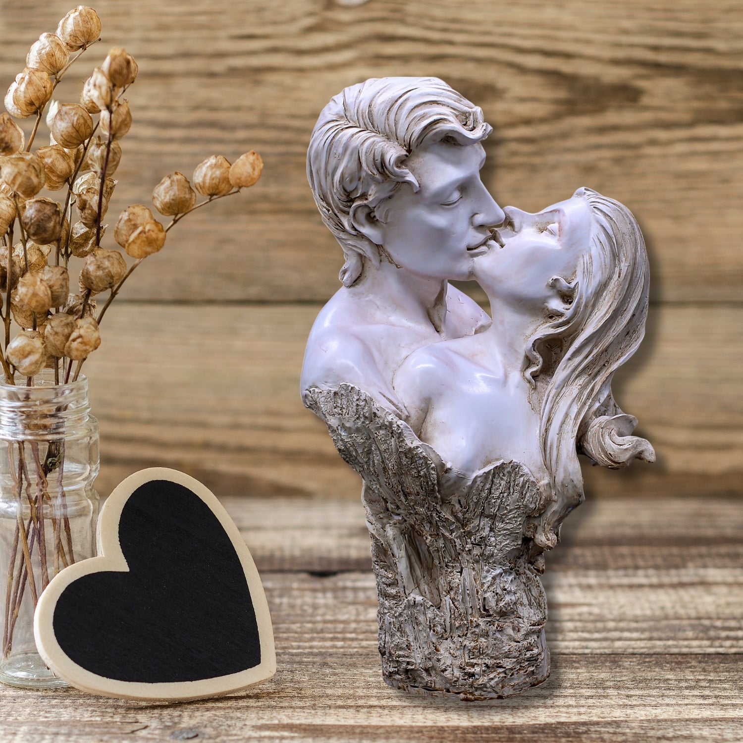 Elegant Valentine Couple Kiss Sculpture For Romantic Home Decor Accent